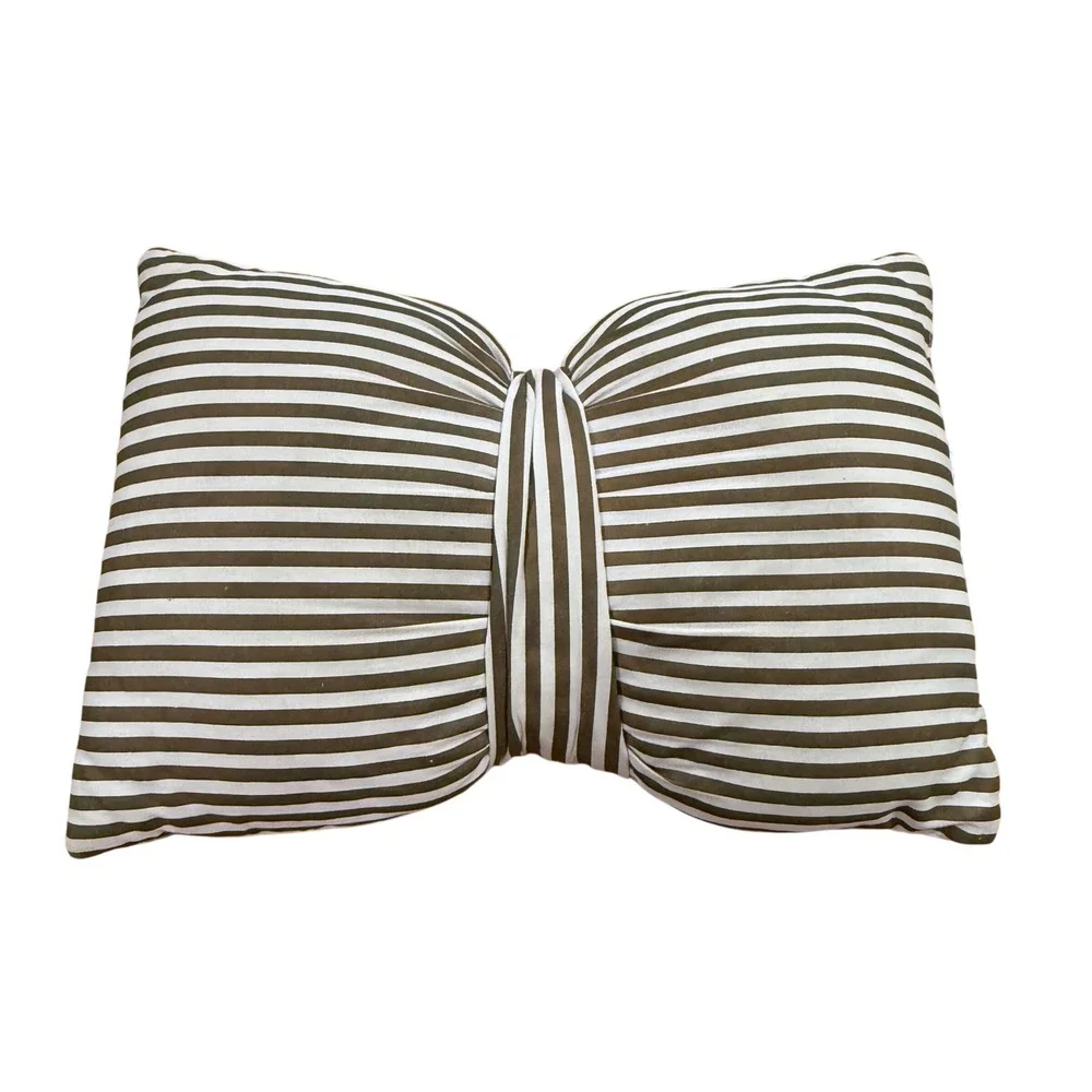Gold stripe Bow Accent Pillow Coquette Girly boho nursery accent designer inspo‎
